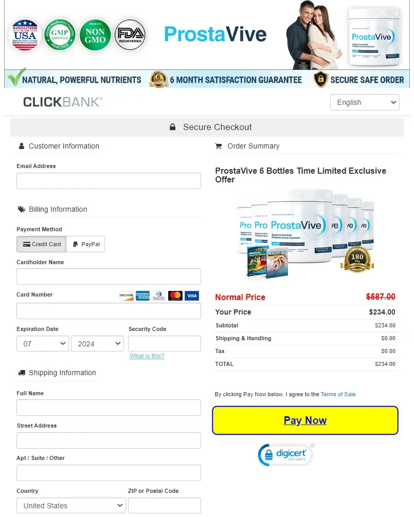 ProstaVive purchase order form